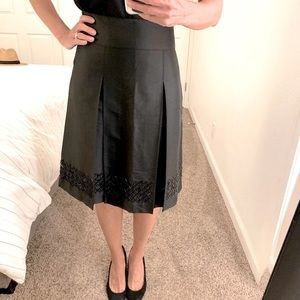 H&M black silk pleated skirt with beading at hem - sz 6